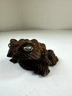 Vintage Cryptomeria Frog Statue Japanese Carved Wood Toad Figurine Art