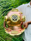 18  Brass Vintage Copper Mark V Us Navy Deep Sea Scuba Divers Diving Helmet Navy