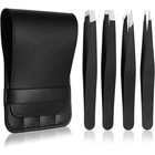 Tweezers Set 4 Piece Professional Eyebrow Hair Beauty Pluckers Stainless Steel