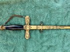 Ames Mfg Co Knights Templar Masonic Sword W  Gilt Scabbard   Chain Antique Brass