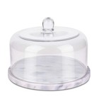 Cake Stand With Dome Glass Lid Cover  Marble Base Cake Plate Serving Platter