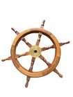Vintage Wood Brass Nautical Ship Wheel  24   Decor Collectible