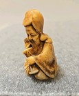 Netsuke Japanese Detailed Carved Resin Sitting God Of Wisdom Figure
