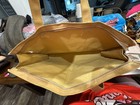 Vintage Tan Canvas Tote Bag With Dual Front Pockets And Zipper Closure