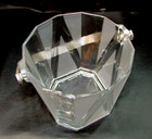 Vintage Late 20th Century 1990 s Clear Frosted Crystal Glass Ice Bucket W Tongs