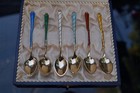 Boxed Egon Lauridsen Ela Denmark Sterling Silver Enamel Coffee Spoons 48g