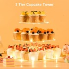 3 Tier Cupcake Stand Cupcake Holder  Acrylic Cupcake Tower With Led Yellow Light