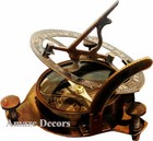 4  Nautical Antique Brass West London Sundial Compass With Wooden Box