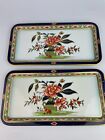 2 Vintage Daher Decorated Ware Tin Trays Made In England   Asian Lotis Design