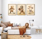 9pcs Baby Bear Sports Nursery Wall Art Baby Bear Basketball baseball Posters    