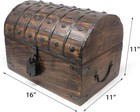 Nautical Cove Wooden Treasure Chest With Padded Velvet Lining And Lock   Key