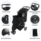 3-wheels Foldable Pet Stroller Dog Cat Carrier Trolley Cart Travel W cup Holder