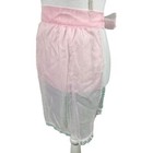Vintage Apron Pale Pink Semi Sheer With White Lace Heart And Trim Delicate