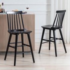 Wood Bar Stools Set Of 2 Farmhouse Counter Stools 24  Barstool With Back Windsor