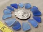 Pure Beach Sea Glass Surf Tumbled Cornflower Light Blue Small Tiny Frosted F03