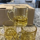 Federal Depression Glass Beer Mugs Shot Glasses Set Of 5 Vintage Mint