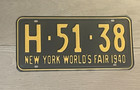 1940 New York World s Fair License Plate Refinished Original