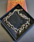 925 Sterling Silver Garnet Dangle Anklet Nwot