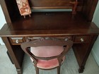 Antique Victorian Balloon Back Parlor Chair Carved Walnut Coral Velvet Accent