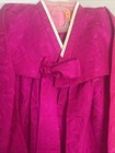    vintage Hand Sewn Silk Korean Hanbok Jeogori Chima Dress Magenta Brocade Small   