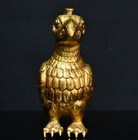 4 8   Chinese Ancient Bronze Gilt Carving Dynasty Beast Bird Sparrow Statue