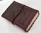Vintage Leather Bound Journal Antique Handmade Paper Notebook Blank Travel Diary
