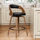 Pre-owned 26  Swivel Bar Stool Counter Height Pu Leather Chair W  Back Footrest