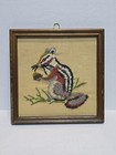 Vtg Leewards Set Of 4 Wild Ones Framed Crewel Embroidery Art Woodland Needlework