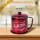 Red Stainless Steel 1 3l Bacon Grease Container 46oz Oil Keeper With Mesh Filter
