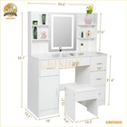 Vanity Table Set With Smart Led Mirror 6 Drawers Stool Makeup Dressing Desk New