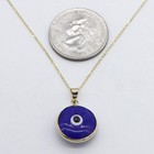 1  Shiny Evil Eye Pendant Necklace Real 14k Yellow Gold All Sizes