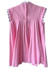      Vintage Pink Baby Dress Embroidery White Flowers 60s Swiss Dot 70s Girls 4t