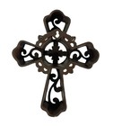 Vintage Cast Iron Cross Wall Hanging Ornate Scrollwork Rustic Religious Decor