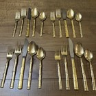 Vtg rare bloomingdale s gold Bamboo Flatware tiki Bar serving For 4 20 Pcs nuc 
