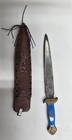Vintage Decorative Dagger Knife With Sheath Blue Handle Collectible