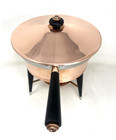 Vtg Mid Century Copper Chafing Dish With Lid Stand Stainless Steel Insert
