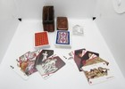 Vintage Italian Gilt Leather Playing Card Box W  Two Full Decks Including Jokers