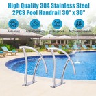 2 Pack Pool Handrail 30 x30  Swimming Pool Stair Hand Rail 304 Stainless Steel