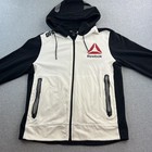 Reebok Ufc Full Zip Hoodie Mens Large Black White Sweatshirt Jacket Mma Logo