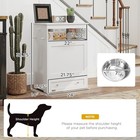 Pet Feeder Station Storage Cabinet White Dog Food Storage W  Raised Bowls Wateri