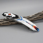 Native American Beadwork-feather W buffalo Beaded Barrette By Joyce Blackie