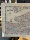 1855 J h  Colton Antique Map Of New York   Adjacent Cities Original Hand Color