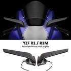 Rearview Wing Side Mirrors With Led Light 2025 For Yamaha Yzfr1 Yzfr1m 2020-2025