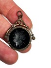 Antique 19th Century Victorian Black Onyx Solider Intaglio Pendant Gold Filled