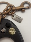 Coach Black Leather Keychain Crystal Embellished  c  Logo Bag Charm Large 6 