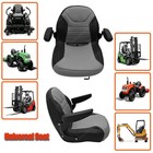 Universal Seat W armrests For Lawn Mower Tractor Forklift Excavator Gray   Black
