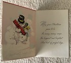 Unused Christmas Snowman Pair Presents Vtg Greeting Card 1950s 1960s Not Perfect