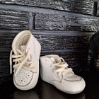 Baby Deer Shoes White Leather Lace Up Size 1 Vintage Infant Tiny