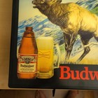 Vintage Budweiser Beer Light  bull Elk  Lighted Black Box Sign 1990 Rare 18 x18 