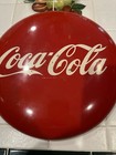 Vintage Coca Cola Button Sign  Very Good Condition Original